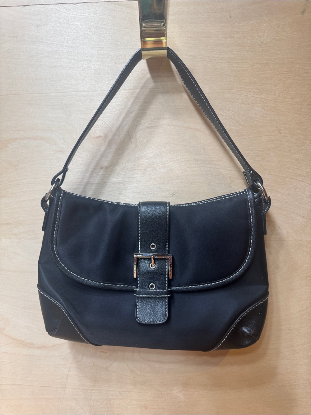 Victoria's Secret Black Shoulder Bag with Buckle Accent